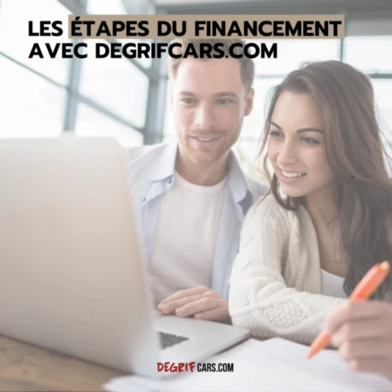 Couple de clients découvrant un véhicule neuf au meilleur prix sur degrifcars.com avec accompagnement personnalisé et options de financement sur mesure.