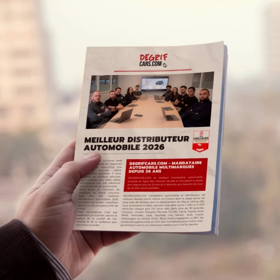 Équipe Degrifcars célébrant le prix Auto Plus Meilleurs Distributeurs Automobiles 2026 mandataire auto
