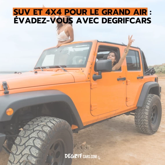 Un SUV robuste chargé pour un voyage au grand air, livré à domicile par le mandataire automobile Degrifcars.com.